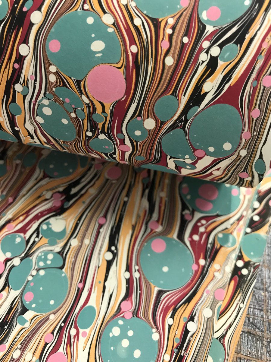 Marbled Paper #23 'Turquoise Spot' | Jemma Lewis Marbling and Design