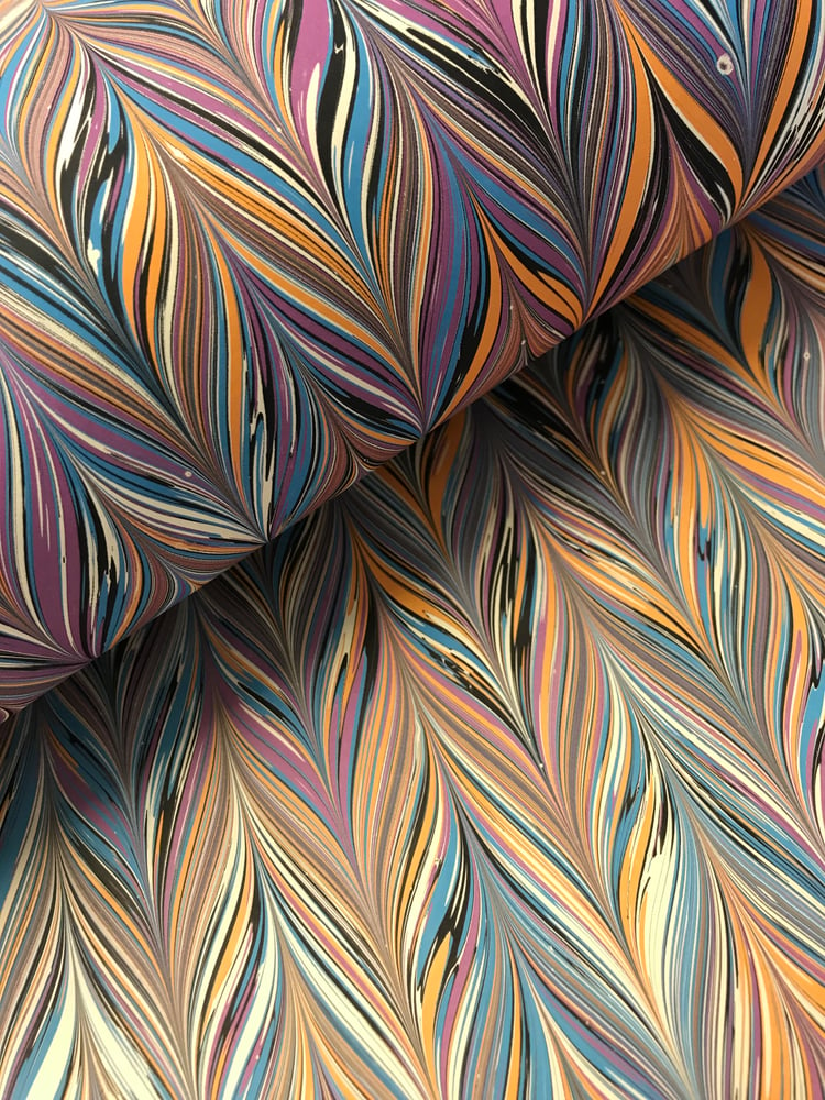 Image of Marbled Paper #21 'Pastel Chevron'