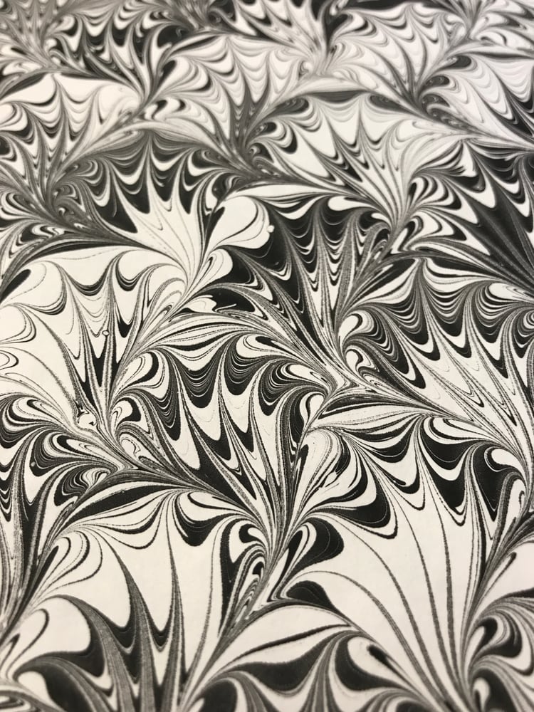 Image of Marbled Paper #36 'Black on White Peacock'