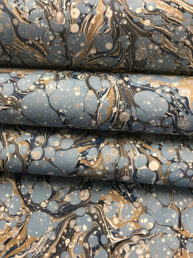 Image of Marbled Paper #37 'Blue Stone' marbled paper design
