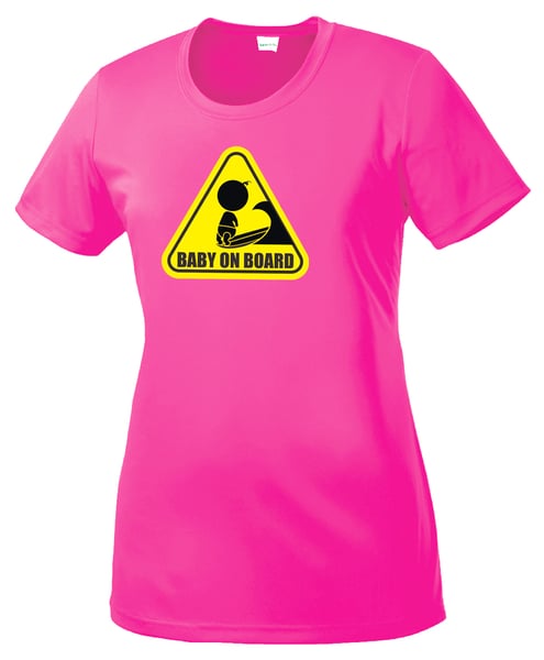 Image of Baby On Board Surf Shirt. Ladies Short Sleeve