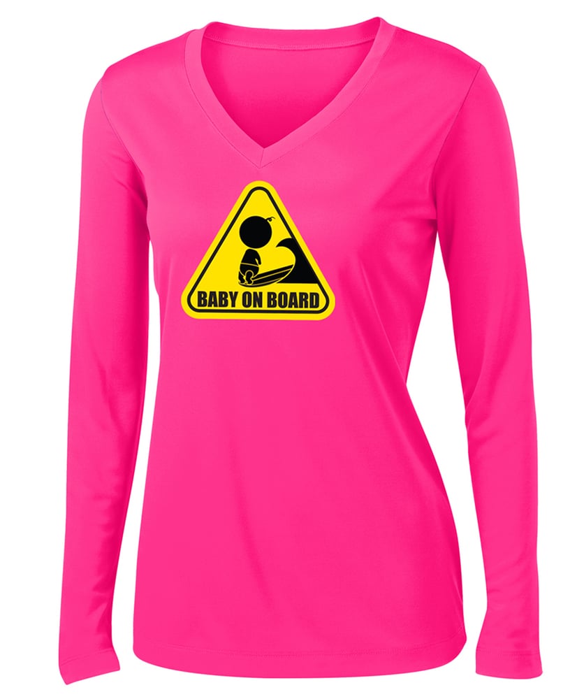 Image of Baby On Board Surf Shirt. Ladies Longsleeve