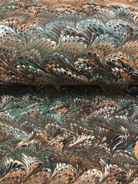 Image 2 of Marbled Paper #41 'Green & Brown Traditional Wave'