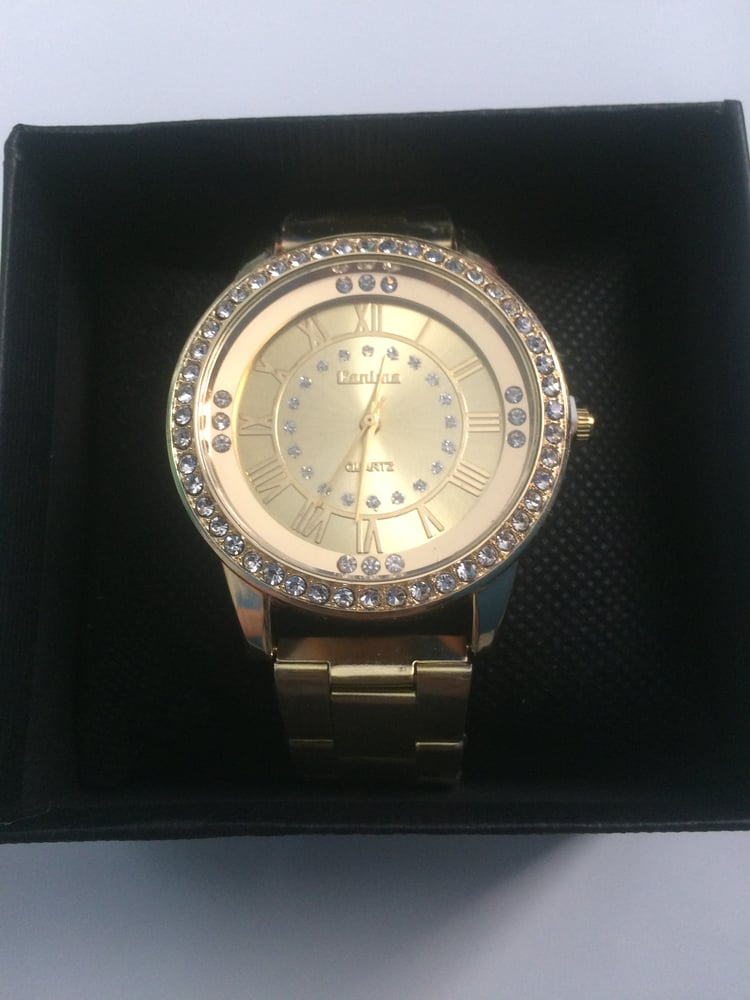 Image of Gold/Silver/Rose diamond Engraved Womens Watch