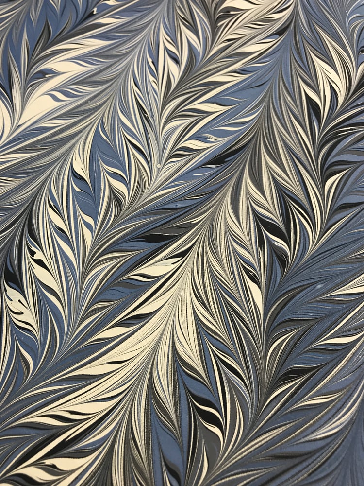 Image of Marbled Paper #56 intricate comb blue 