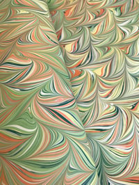 Image 4 of Marbled Paper #61 - Combed design - spring colour palette