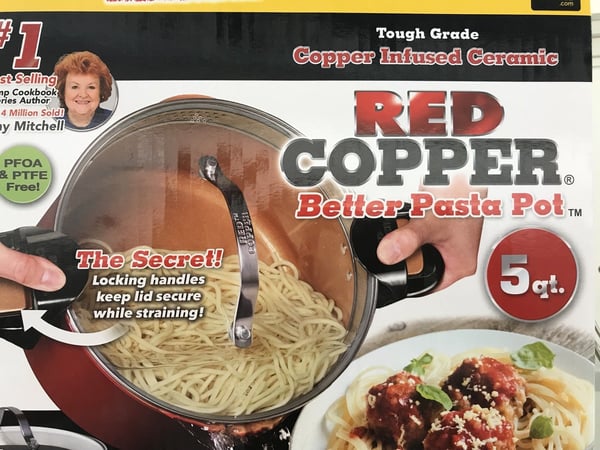 Image of red copper ...2pc pasta pot.....5 qt