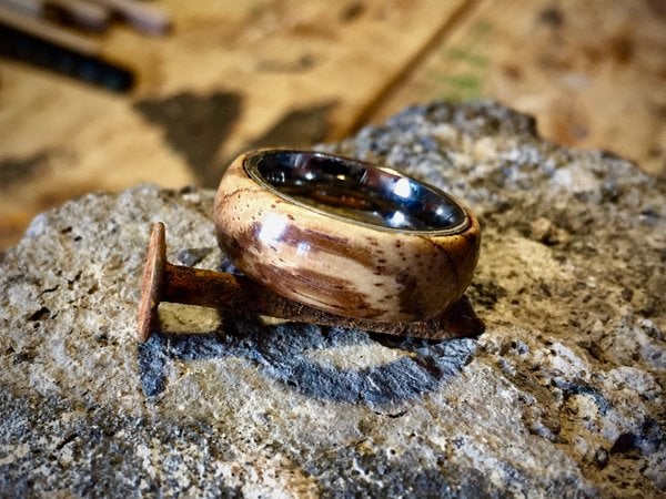 Image of Handmade zebra wood ring