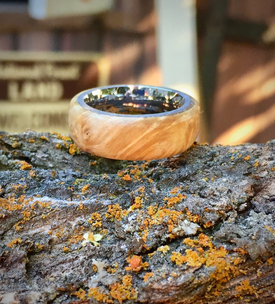 Image of Box elder burl handmade ring