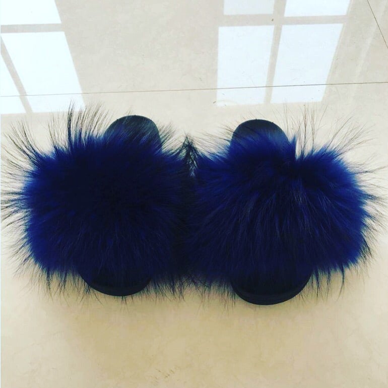 Navy Blue Raccoon Fur