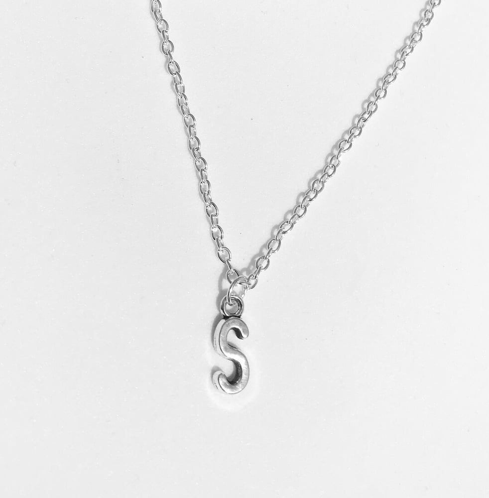 Image of Initial Charm Necklace - Silver plated or Antique Bronze