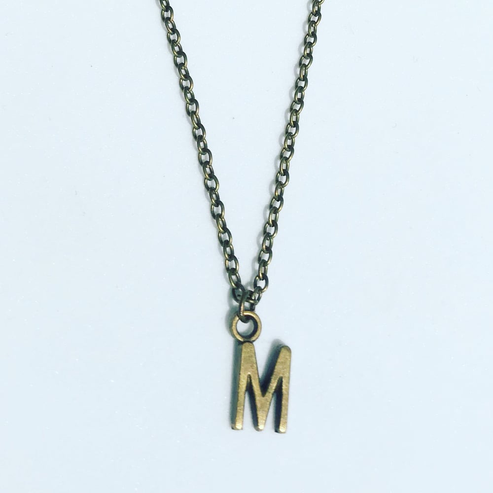 Image of Initial Charm Necklace - Silver plated or Antique Bronze