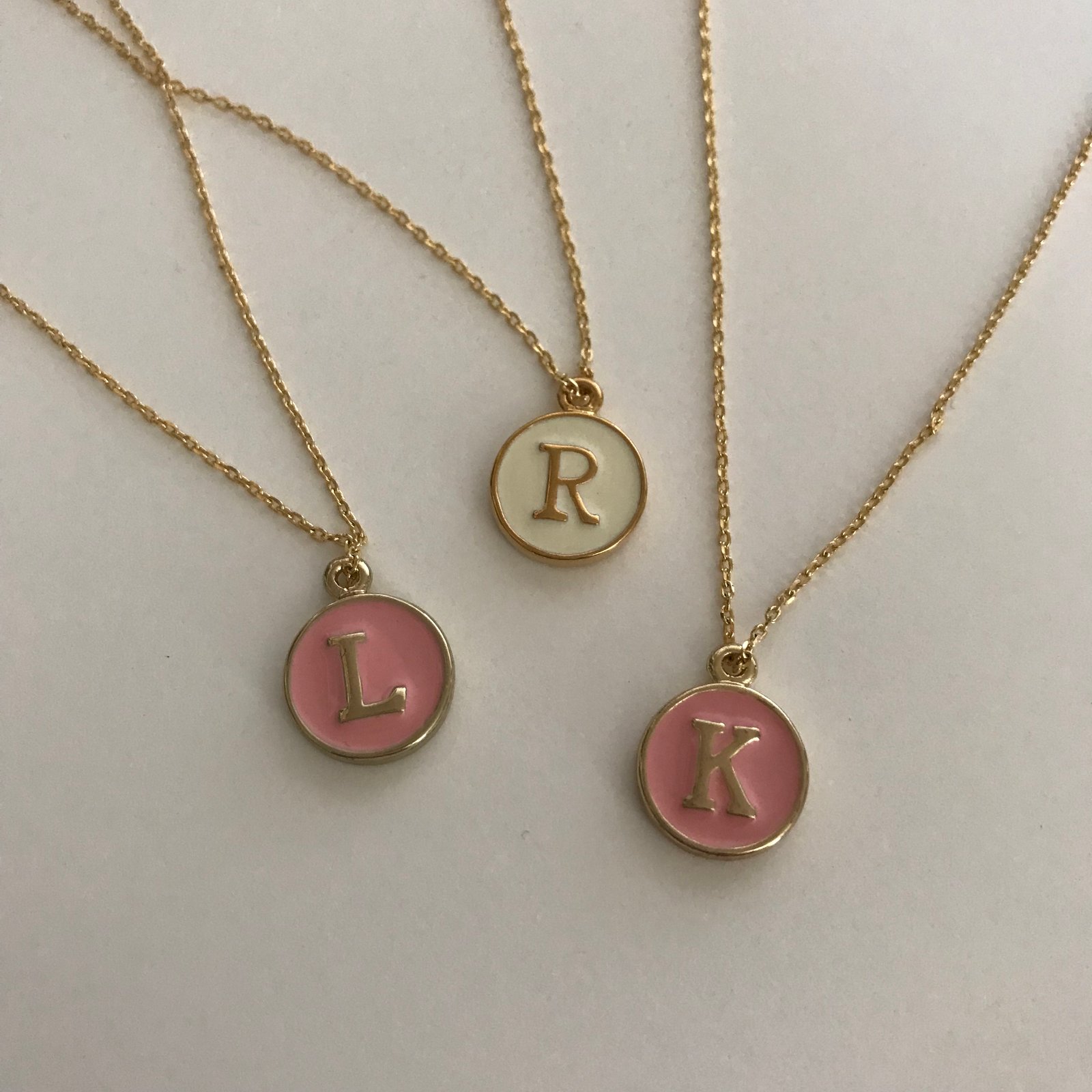 pink initial necklace