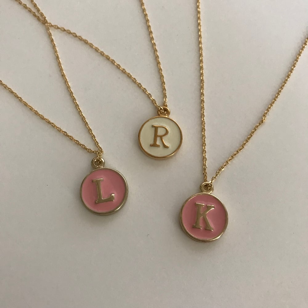 Image of White initial necklace
