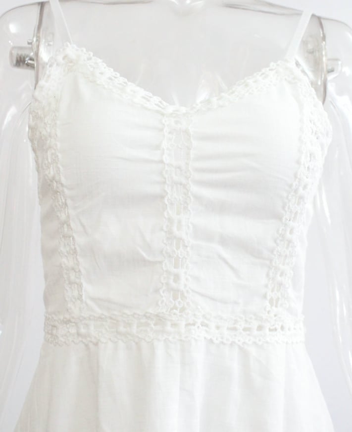 Image of Halter v-neck sexy hollow-out lace waist dress
