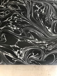 Image 4 of Marbled Paper #38 'White Fantasy vein' on Black paper