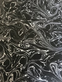 Image 5 of Marbled Paper #38 'White Fantasy vein' on Black paper