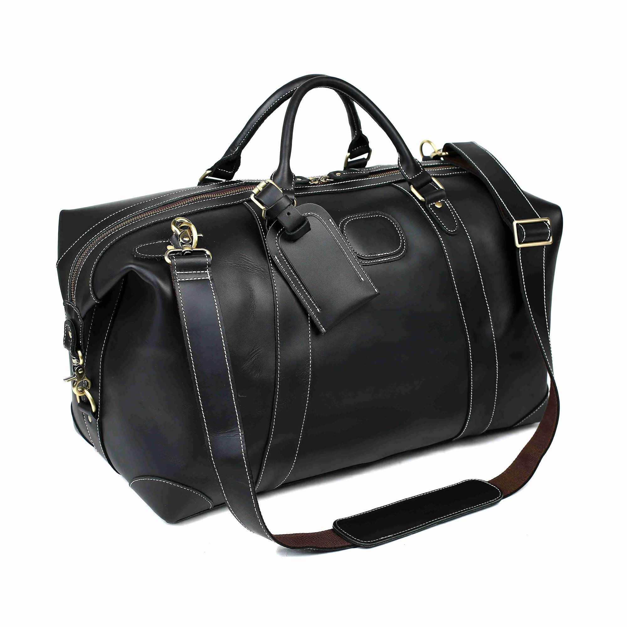 Handmade Full Grain Leather Duffle Bag, Large Travel Bag, Mens Weekender Bag DZ07 ...