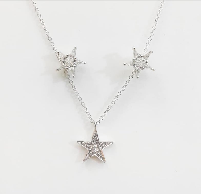 Image of Star Diamond Earrings and Necklace