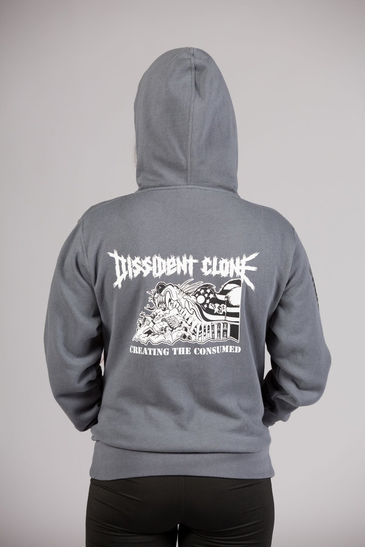 Image of DISSIDENT CLONE "CREATING THE CONSUMED" GREY HOODIE