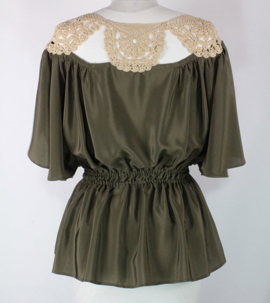 Image of Moss and Cream Angela Blouse