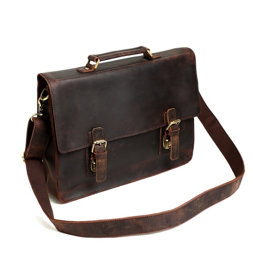 Image of 15'' Vintage Genuine Leather Briefcase, Messenger Bag, Laptop Bag 7035B-1