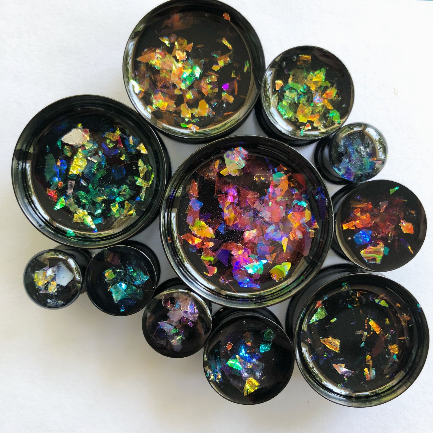 Image of Iridescent Flake Plugs (sizes 0g-2")