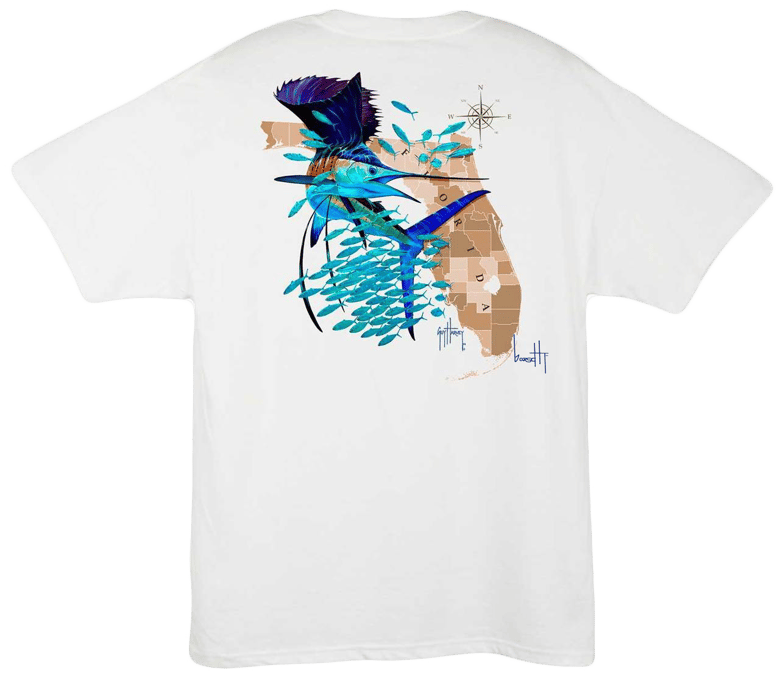 Image of Guy Harvey Florida Sailfish Pocket Tee (white)