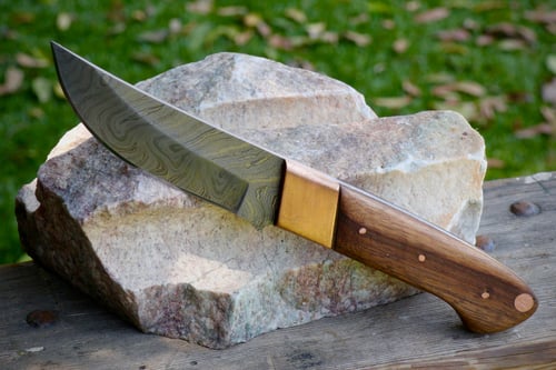 Image of Damascus steel fixed blade knife