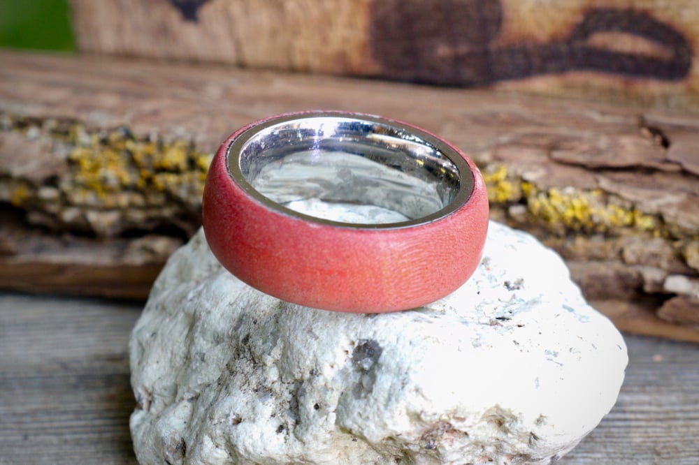 Image of Hand turned pink ivory exotic wood ring