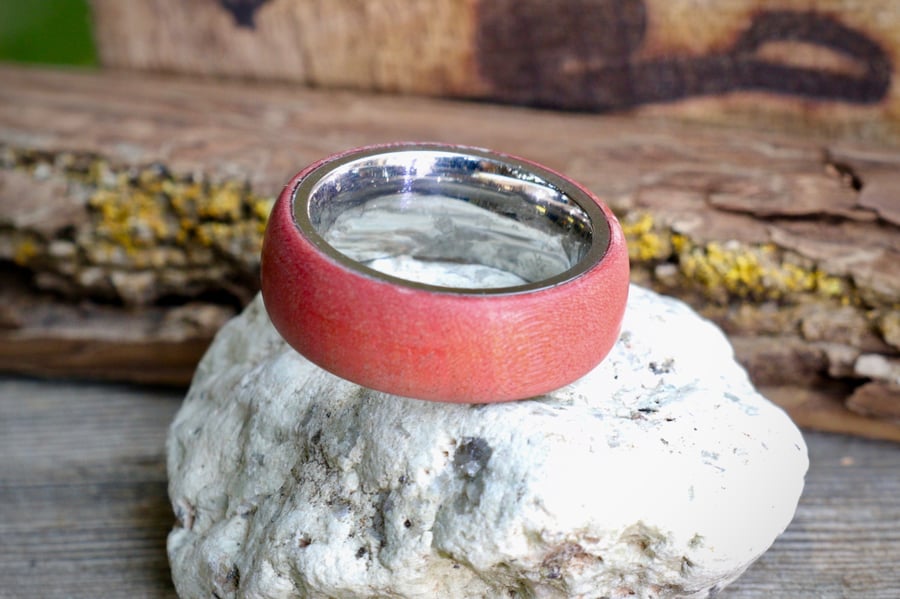 Image of Hand turned pink ivory exotic wood ring