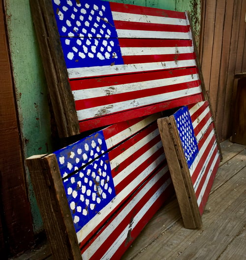 Image of Rustic American flag /old fruit crates