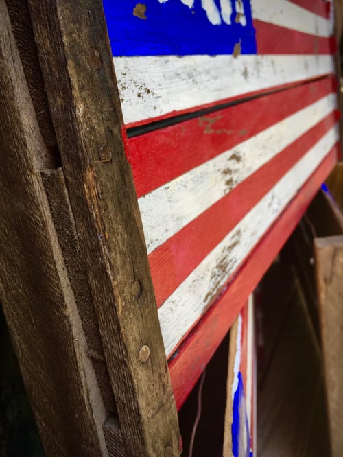 Image of Rustic American flag /old fruit crates