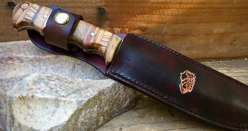 Image of Double edge wood stacked handle knife