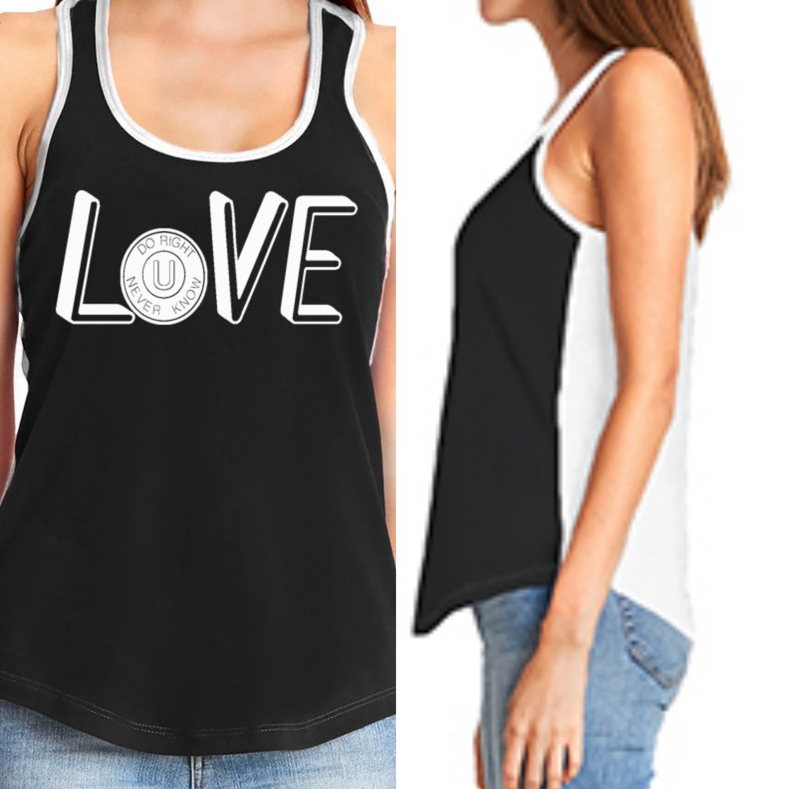 Image of "LOVE" Tank Top Wht/Blk