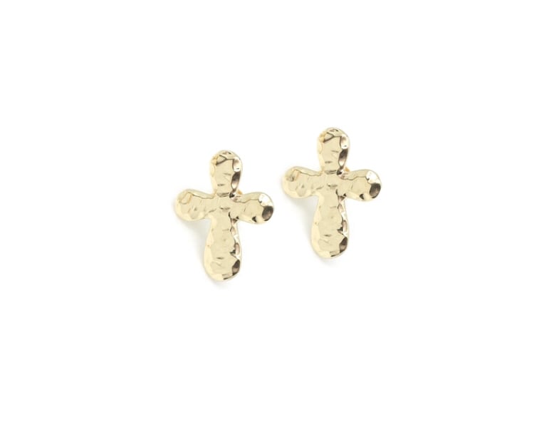Image of Hammered Cross Studs