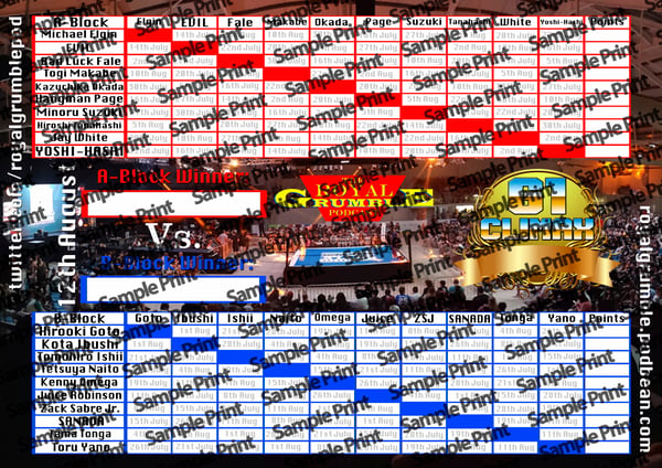 Image of G1 Climax 28 2018 Wall Chart