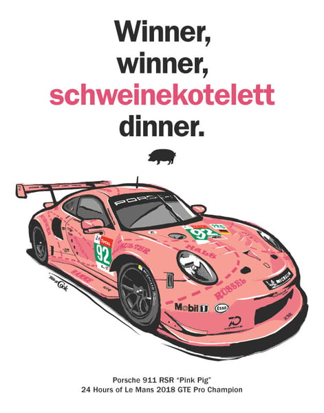 Image of Porsche 911 RSR "Pink Pig" at Le Mans