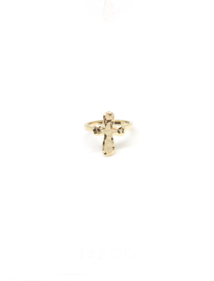 Image of Hammered Cross Ring