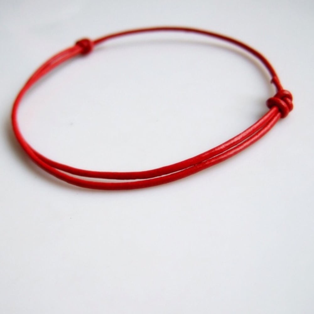 Image of Red Genuine Leather Kabbalah Bracelet
