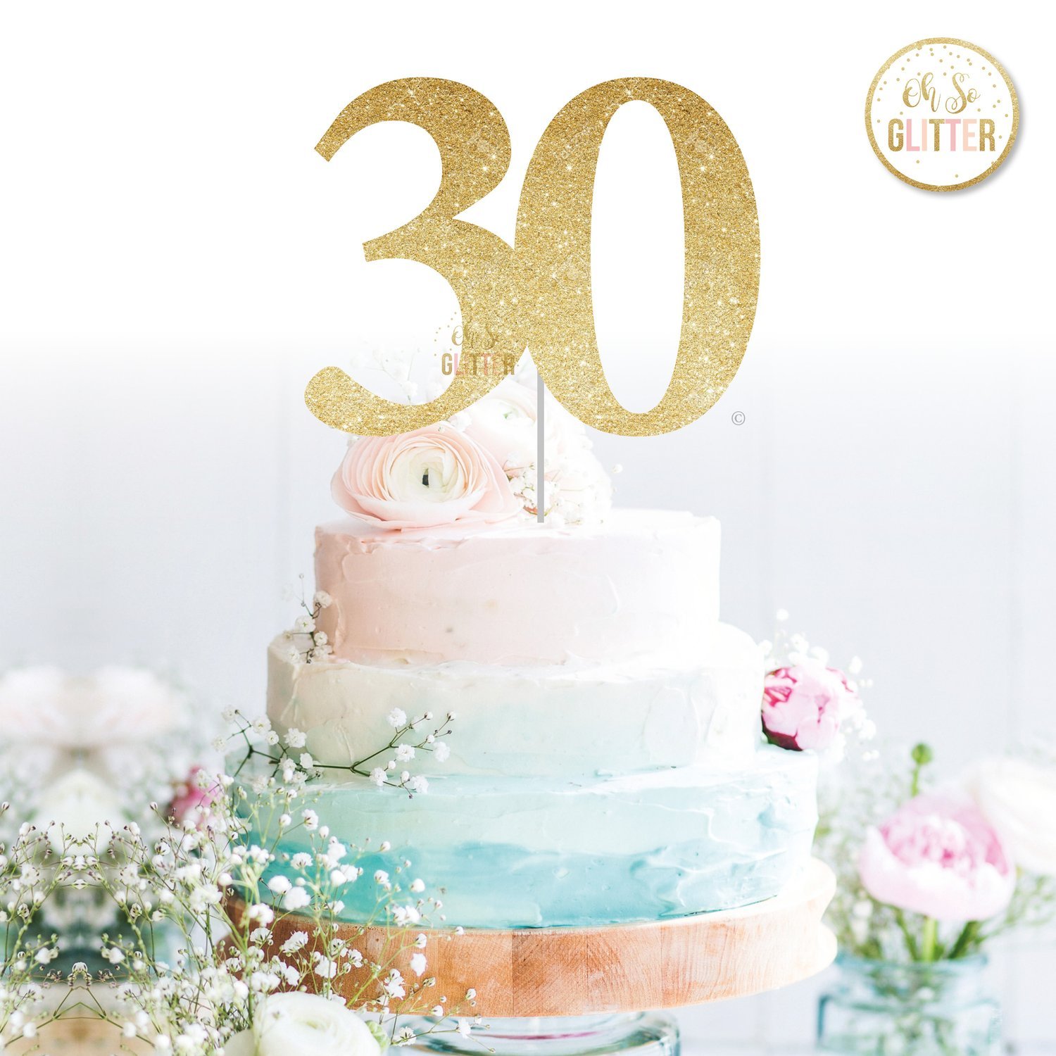 Image of Large 30 (variety of ages) Cake Topper 