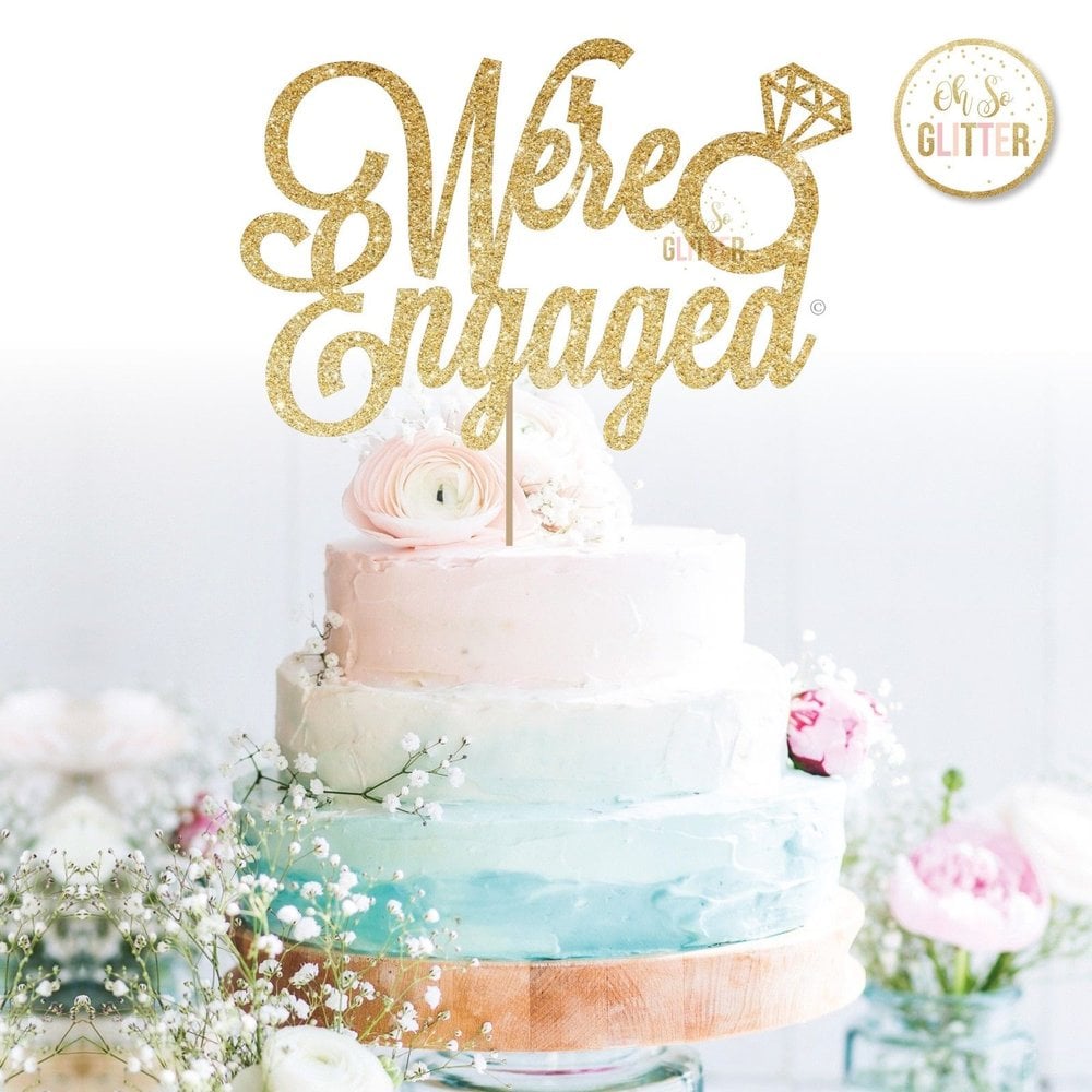 Image of We're Engaged (Ring) Cake Topper 
