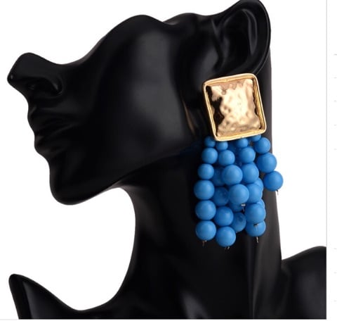 Image of Blue beaded earrings