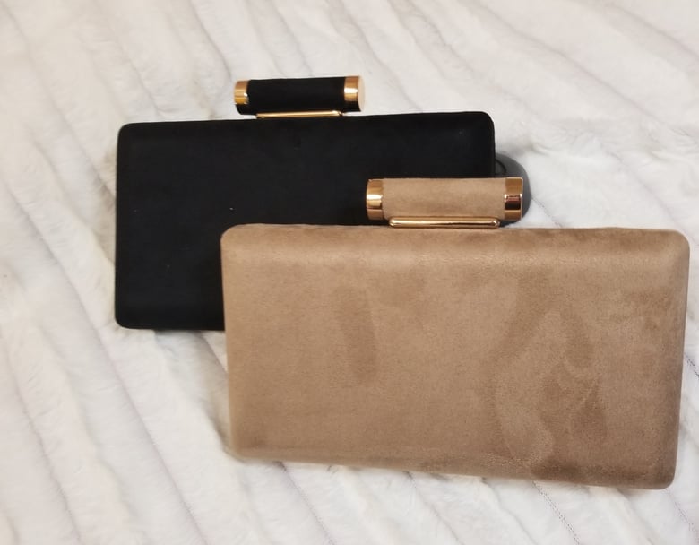 Image of Suede and Gold Clutch