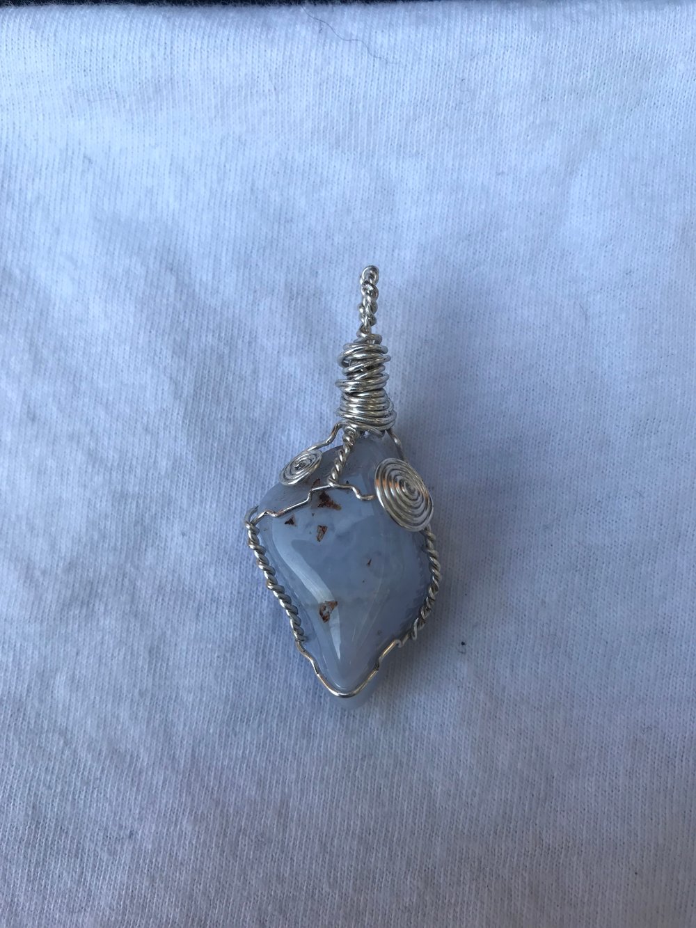 Image of Wire Wrapped Blue Lace Agate Necklace 
