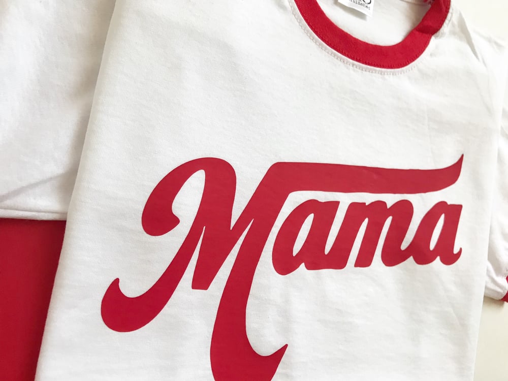 Image of Red and white retro styled mama tee