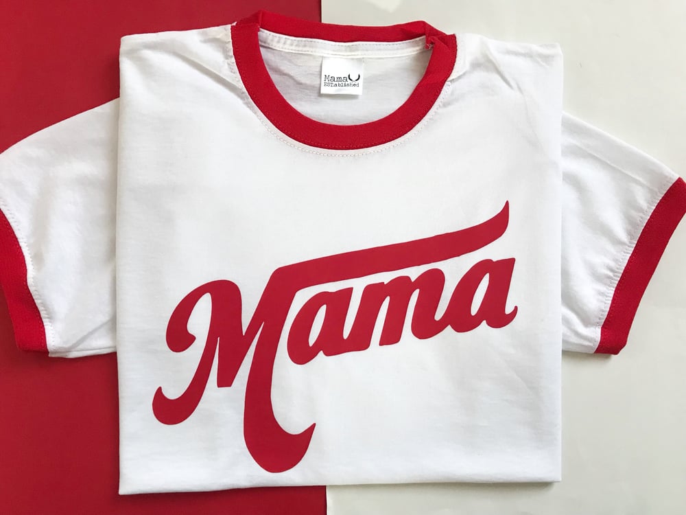 Image of Red and white retro styled mama tee