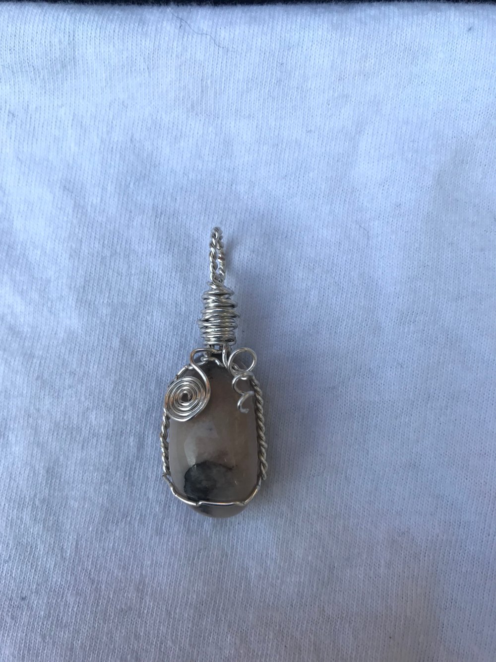 Image of Wire wrapped Tan/Brown Agate Necklace 