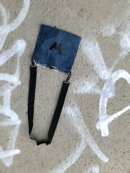 Image of TRASHED DENIM SHOULDER BAG
