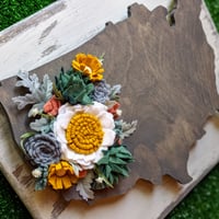 Image 2 of Wood USA with Gray Succulent Felt Flowers